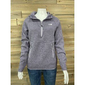 The North Face 1/2 Zip Hooded Fleece Jacket Womens Small Purple Zip Pockets